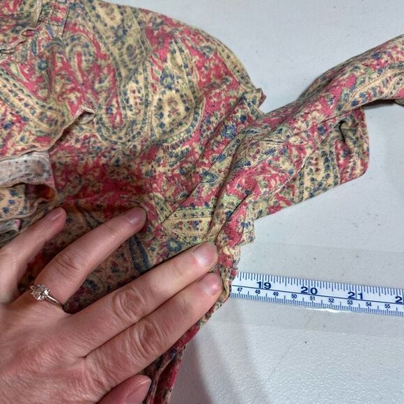 Lauren Ralph Lauren Women's Paisley Top Pink Ruffle Neck Medium Feminine - Picture 5 of 9